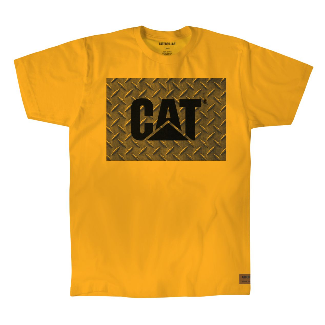 Caterpillar Work Diamond Plate - Mens T-Shirts - Yellow - NZ (408PTEIDN)